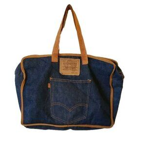 Vintage Levis Messenger Bag Orange Tab Back Pocket Jeans Denim Briefcase Tote